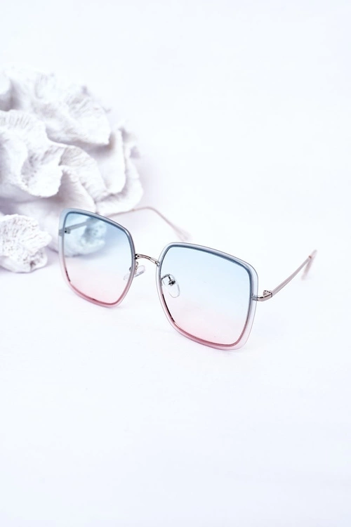 Srebrne Kwadratowe Okulary Niebiesko-Różowe Ombre