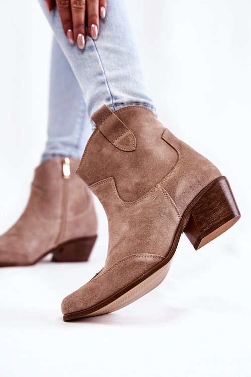 Damskie Botki W Szpic Lewski Shoes 3236 Cappucino