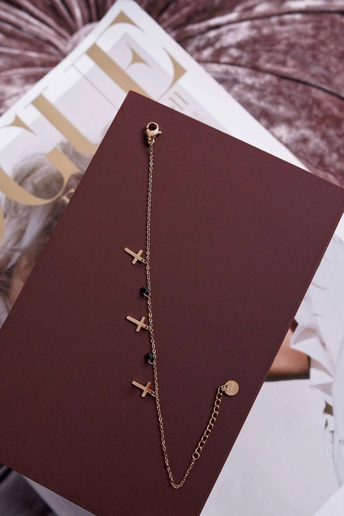 Damska Bransoleta Celebrytka Złota Trzy Krzyżyki