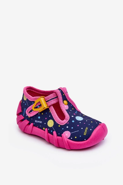 Buty Papcie Dziewczęce Befado 110P471 Różowo-Granatowe