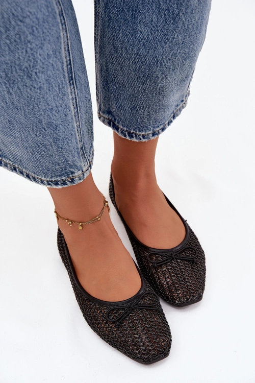 Baleriny Z Plecionką I Kokardką Czarne Belirra