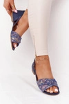 Skórzane Sandały W Kwiatki Maciejka 04614-43 Granatowe