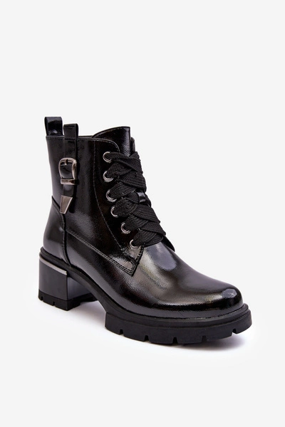 Damskie Lakierowane Botki D&A MR870-97 Czarne