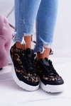 Sportowe Damskie Czarne Buty Leopard Faqundo