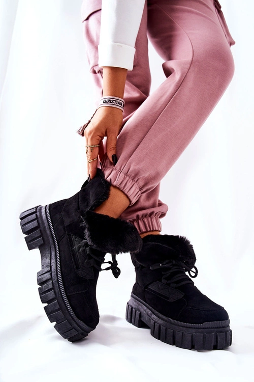 Ocieplane Botki Trapery Czarne Demaris