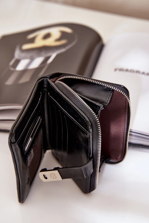 Lakierowany Damski Portfel Portmonetka Czarny Yathika