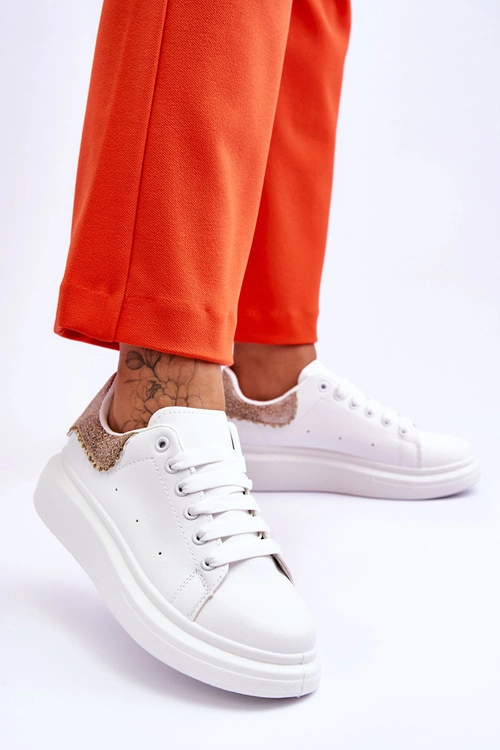 Damskie Buty Sportowe Z Ozdobnym Wzorem Biało-Złote Delight