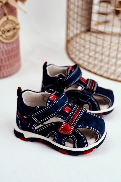 Sandały Dziecięce na Rzepy Granatowe Goreno