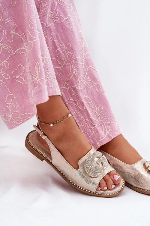 Sandały Damskie Z Ozdobnym Detalem S.Barski KV51-081 Złote