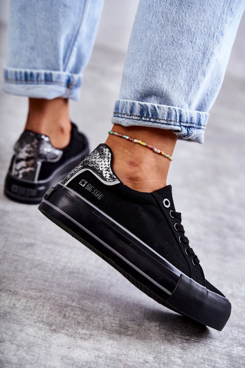 Damskie Materiałowe Trampki Big Star KK274036 Czarne