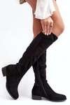 Damskie Zamszowe Kozaki Przed Kolano S.Barski HY27098A Czarne