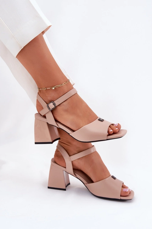 Sandały Damskie Na Słupku Vinceza 62235 Beżowe