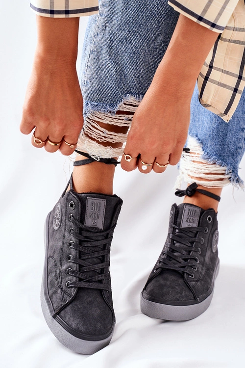 Skórzane Ocieplane Trampki Big Star II274148 Czarne