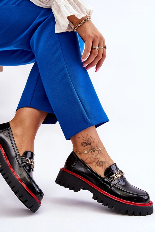 Lakierowane Mokasyny Na Platformie Czarne Ronin