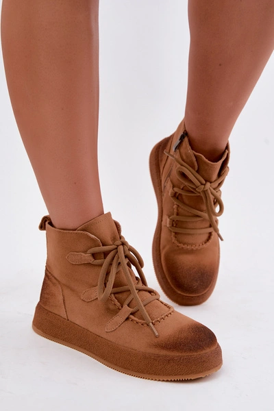 Ocieplane Botki Z Naturalnego Zamszu Artiker 59C1128 Camel