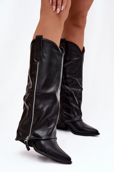 Kozaki Kowbojki Na Słupku Z Eko Skóry Czarne Palira