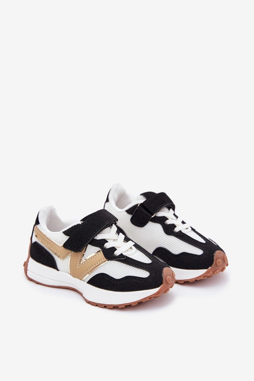 Sneakersy Dziecięce Na Rzep Biało-Czarne Tezzu