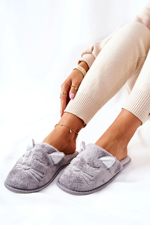 Papcie Błyszczące Kotki Z Uszami Szare Kaisy