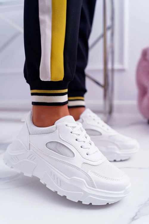 Sportowe Damskie Buty Gruba Podeszwa Białe HighStep