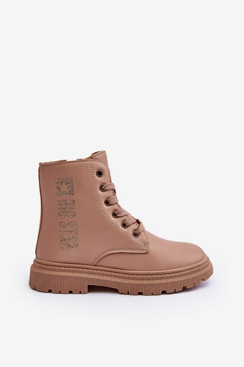 Skórzane Botki Dziecięce Ocieplane Big Star MM374154 Beżowe