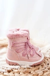 Botki Śniegowce Ocieplane Z Futerkiem Różowe Stars