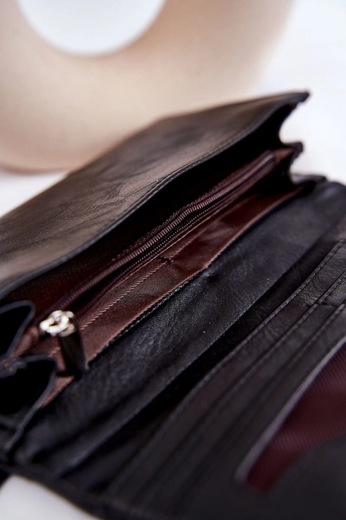 Damski Duży Portfel Na Magnes Czarny Connes