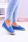 Lu Boo Damskie Baleriny Granatowe Espadryle w Kwiaty Macarena