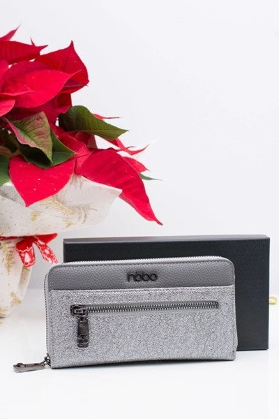 Stylowy Damski Srebrno Szary Portfel Nobo