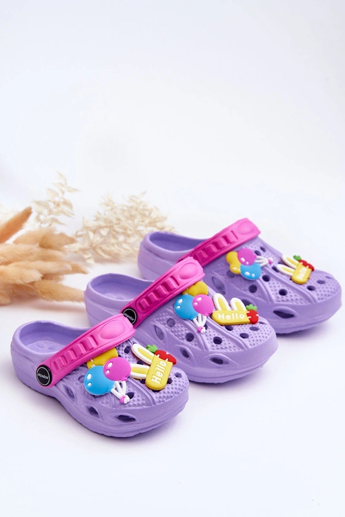 Dziecięce Piankowe Lekkie Kroksy Klapki Fioletowe Sweets