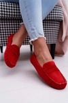 Mokasyny Damskie Czerwone Zamszowe Bolero