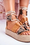 Espadryle Damskie Na Platformie Lniane Snake India