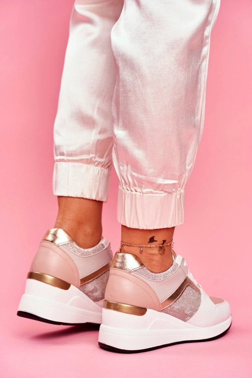Sportowe Damskie Buty Sneakersy Biało Różowe Dillion