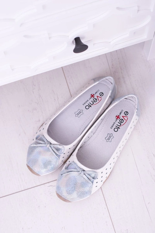 Damskie Skórzane Białe Ażurowe Balerinki Erdola