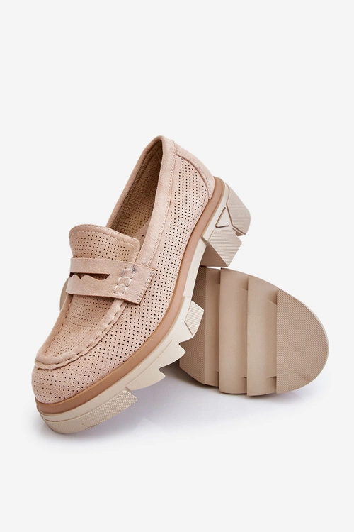 Damskie Półbuty Mokasyny Na Płaskim Obcasie Beżowe Fletcher