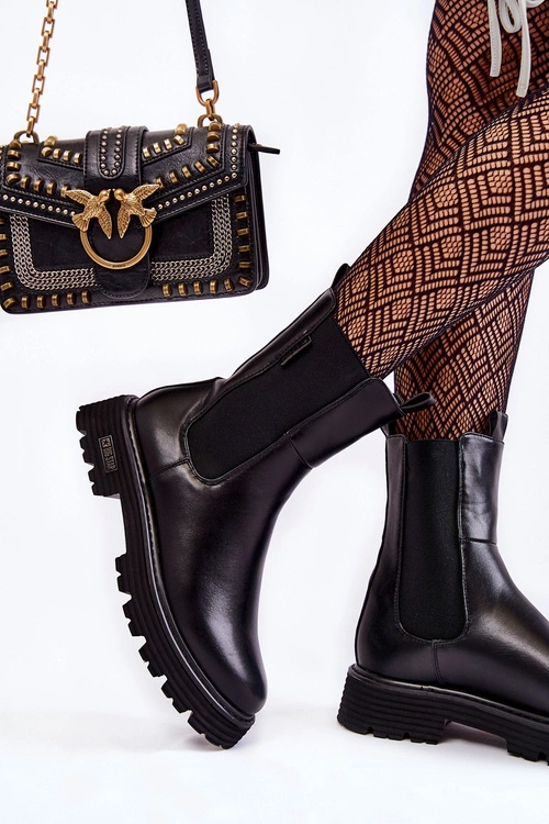 Wysokie Ocieplane Wsuwane Botki Sztyblety Big Star KK274500 Czarne