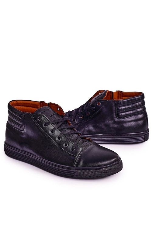 Męskie Skórzane Półbuty Tenisówki BEDNAREK Czarne