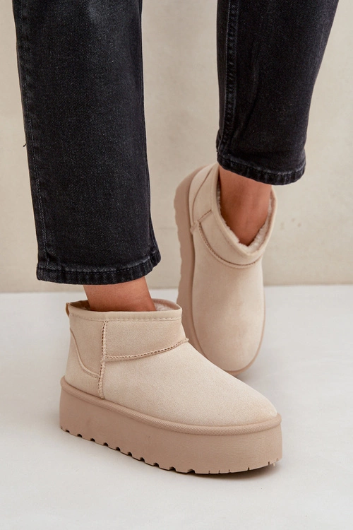 Damskie Śniegowce Na Platformie Jasnobeżowe Ninala