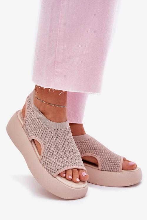 Sandały Damskie Na Platformie Beżowe Kavira