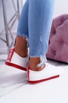 Trampki Damskie Białe Czerwony Pasek Nigrid