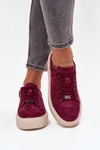Zamszowe Sneakersy Damskie Na Platformie Vinceza 79578 Bordowe