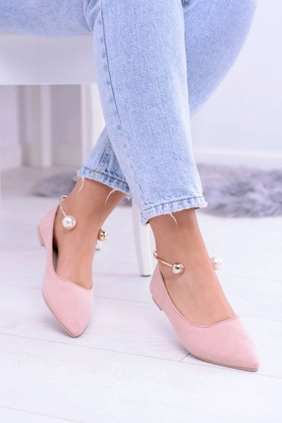 Różowe Balerinki Z Bransoletką W Szpic Mami