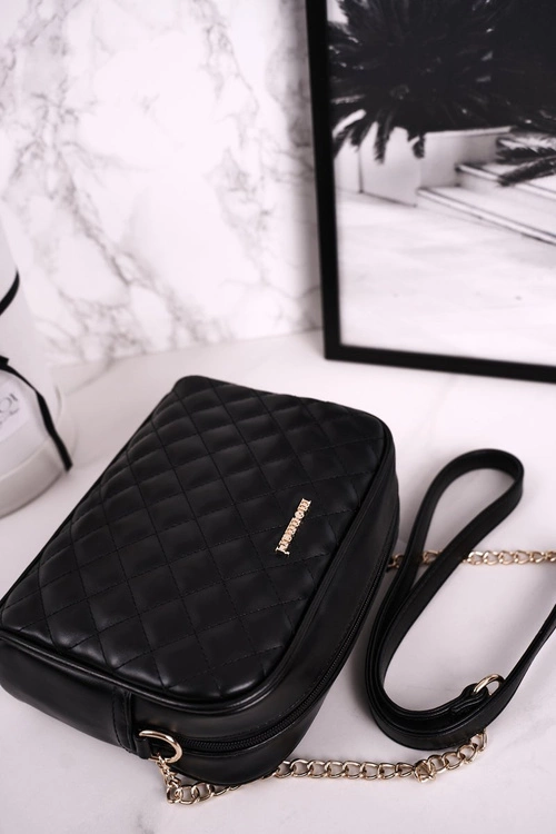 Torebka Listonoszka MONNARI BAG0200-M20 Pikowana Czarna Błyszcząca