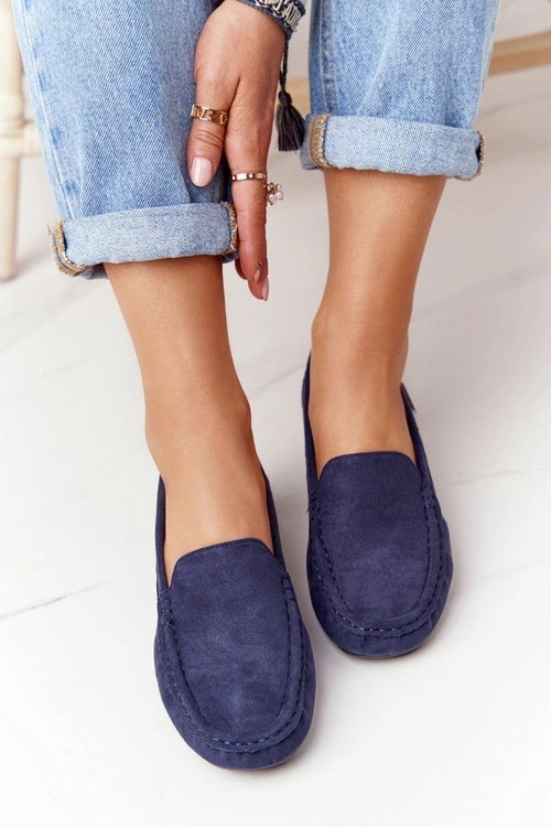 Damskie Zamszowe Mokasyny Granatowe San Marino