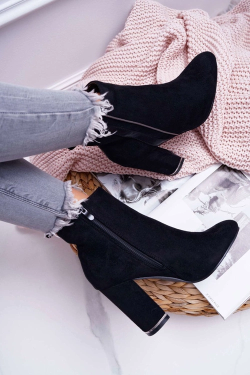 Botki Damskie Na Obcasie Czarne Domeno