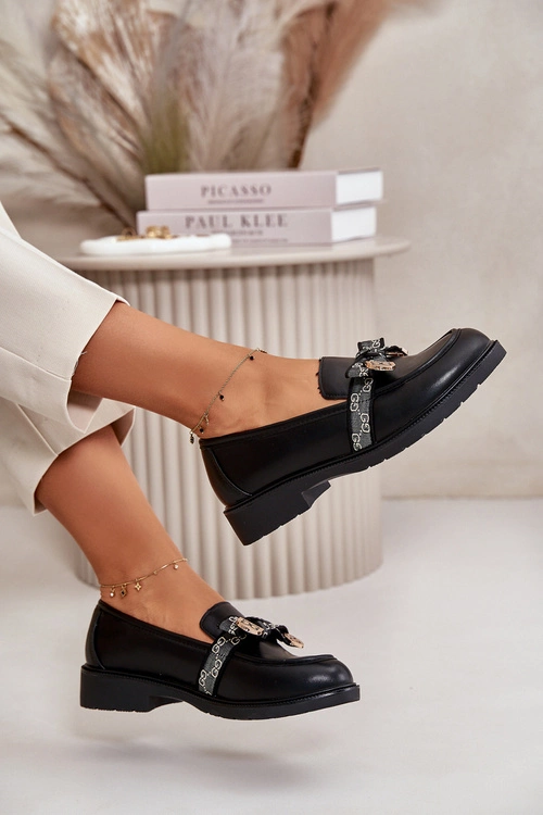 Damskie Mokasyny Z Kokardą S.Barski HY42-331 Czarne