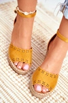 Sandały Na Plecionej Koturnie Żółte Sagittarius