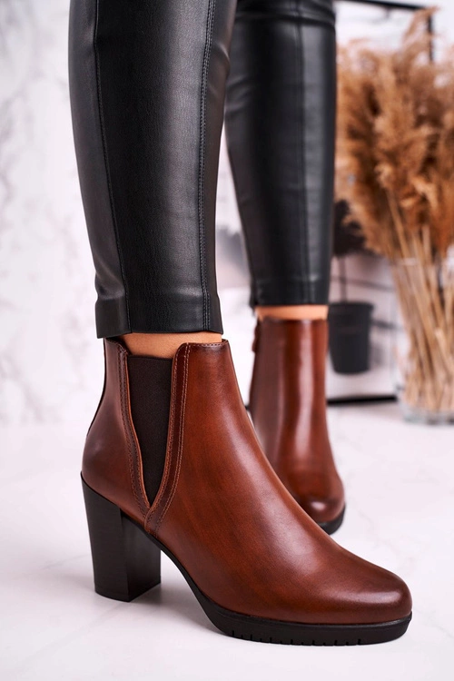 Botki Na Słupku Ocieplane Sergio Leone Brązowe BT311