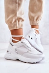 Damskie Błyszczące Buty Sportowe Na Koturnie Białe Activity