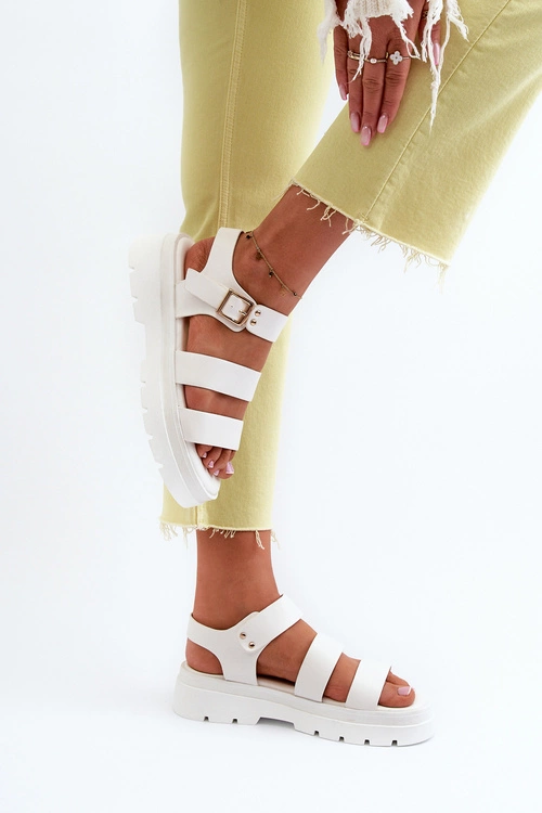 Sandały Damskie Na Masywnej Podeszwie Białe Nicarda