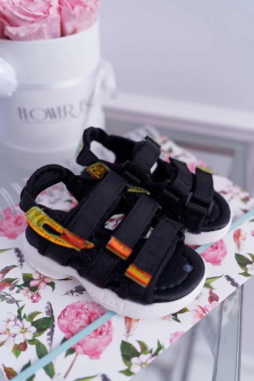 Dziecięce Sandały Na Rzepy Dla Dziewczynki Chłopca Czarne Kimmi